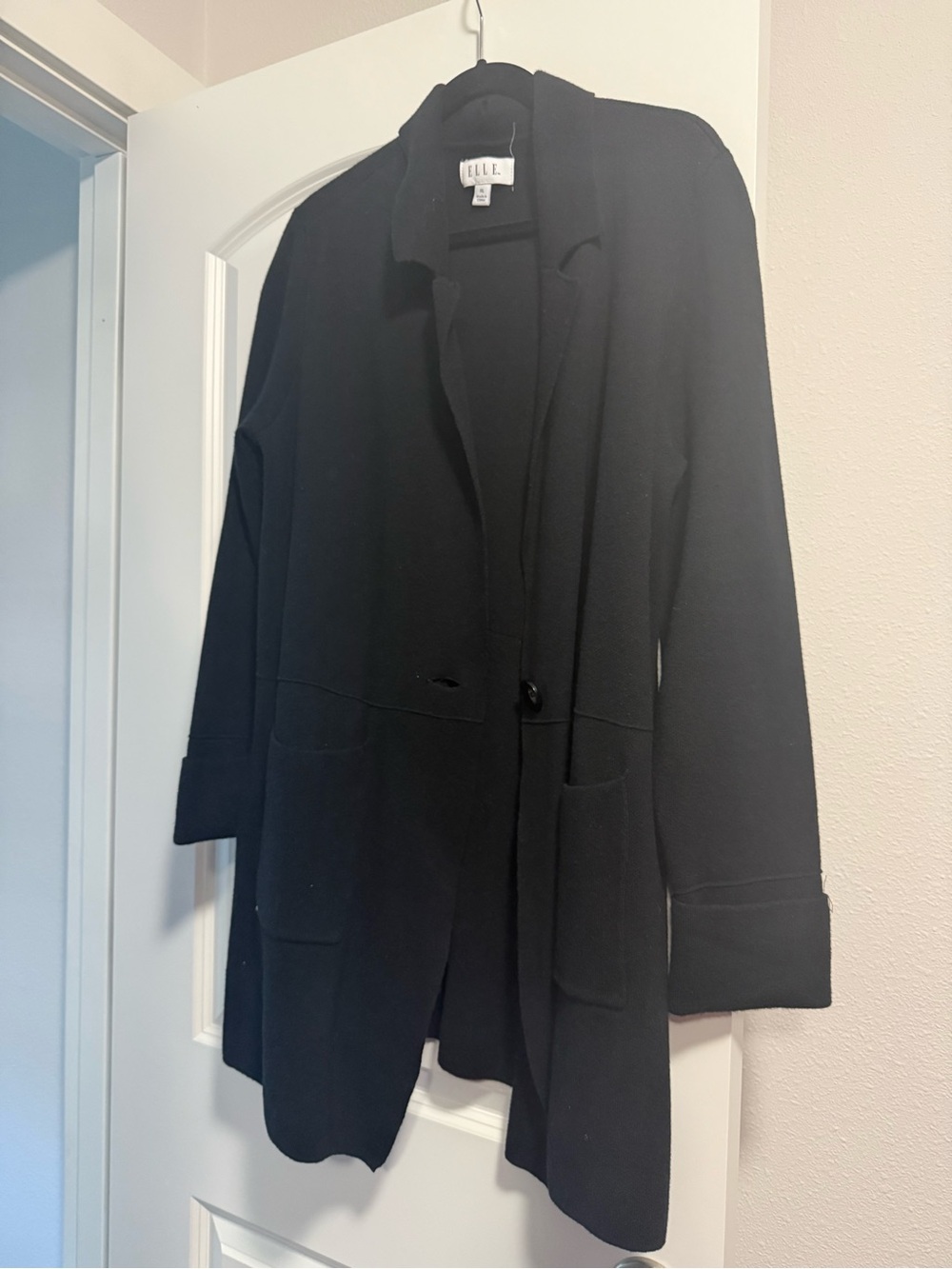 Elle Black Women’s Sweater Blazer - Single-Button Patch Pockets